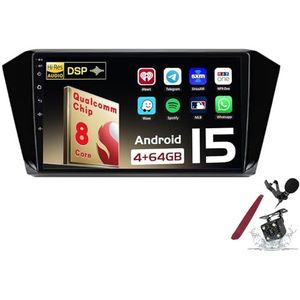 Android 15 Autoradio Sat Navi voor VW Passat B8(2015-2020) 9 Inch Touchscreen Multimedia Speler met Draadloze Carplay GPS Navigatie FM RDS Bluetooth 5G-WiFi SWC DSP,M120s