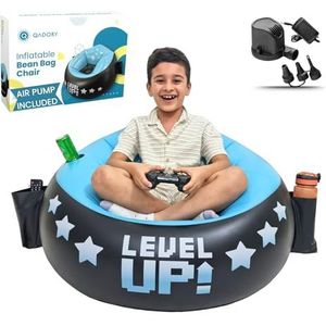 Qadory Opblaasbare speelstoel voor kinderen, luchtpomp en cadeau, inclusief 3-in-1-zitzak, gamingstoel, kinderspeelstoel, zitzak voor kinderen van 8-12, speelstoel voor kinderen