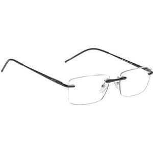 Leesbril ""Limitless"" - Randloze bril van aluminium, met verende scharnieren - Extra licht (Zwart, +2,50 dpt)