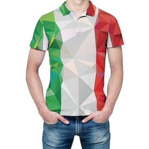 Vlag van Italië Low Poly Heren Korte Mouw Shirt Golf Shirts Regular-Fit Tennis T-Shirt Casual Business Tops