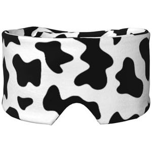 Zwart-wit koe print oogschaduw cover voor dutje reizen yoga, oogdekking blinddoek reizen kantoor dutje vliegtuig