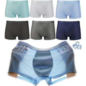 POIOZXD Set van 6 koelshorts voor heren, ijszijde, met grafeen, binnenzijde, sporenloze mesh, ademende boxershorts, ondergoed, 6 stuks., XXL