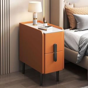 ZYDZ Nachtkastje, 2 lades nachtkastje mode monteren opbergkast, moderne kleine nachtkastjes voor slaapkamer, woonkamer en hal (kleur: oranje, maat: 40 x 40 x 50 cm)