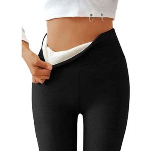 Eivdru Leggings van verdikt lamswol, thermische legging voor dames, gevoerde leggings, hoge taille, thermische leggings met fleece, thermische winterlegging, gevoerde thermische legging van katoen