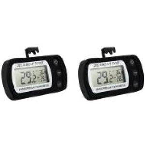 Vochtmeter, LCD-display koelkastthermometer, max/min-registratie, digitale vriezerthermometer, waterdichte temperatuurmonitor met haak(2pcs Black)