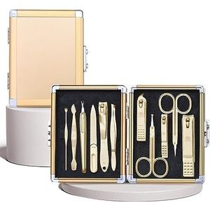 Manicure- en Pedicureset - Verpakking van 11 Roestvrijstalen Gereedschappen - Gold