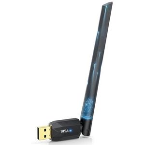 Bluetooth adapter 5.4 voor pc, 150 m lange afstand Bluetooth Stick USB Bluetooth dongle 5.4 EDR adapter voor desktop laptop PC plug & play compatibel met Windows 11/10/8.1