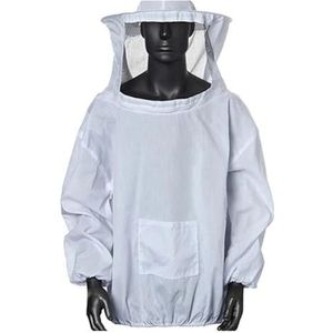 Bijenstalpak, Siamese bijenteeltpak Bijenkleding in verschillende kleuren met hoed Anti-bijenpak Anti-bijenbeetuitrusting Landbouwkleding overall(White)