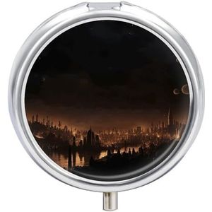 City in the Dark Kleine pillendoos 3 roosters reizen pillendoosje draagbare dagelijkse pillenorganizer met anti-mengend ontwerp gemakkelijk op te halen medicijnen voor medicijnen, vitamine