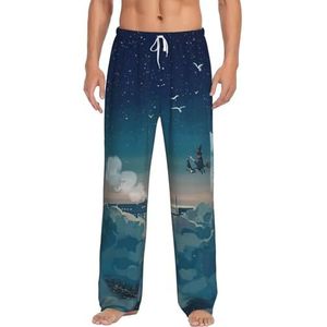 Magical Nights Lange loungewear voor heren, nachtkleding, pyjamabroek, nachtkleding met zakken en trekkoord, Wit, S