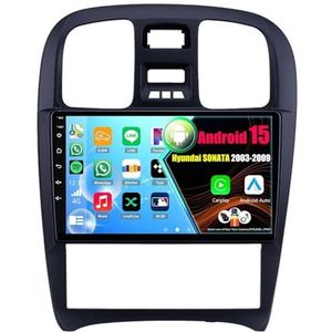 Android 15 Autoradio Voor Hyundai SONATA 2003-2009 met Draadloze Carplay Android Auto, 9 Inch Autoscherm Soporta Bluetooth WIFI GPS FM/RDS(4Core(2+32GB))