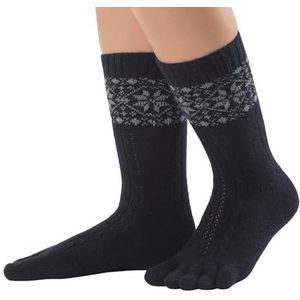 Knitido Merino Cashmere Snowflakes, zachte, warme winterteensokken, antraciet/lichtblauw (102), 35-38 EU