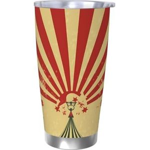 GDSHJKLW Vintage Circus Achtergrond Tumbler Met Deksel En Stro 20oz Roestvrij Staal Lekvrij Reizen Koffie Mok Dubbelwandige Geïsoleerde Cup Geschenken Voor Vrouwen Thuiskantoor
