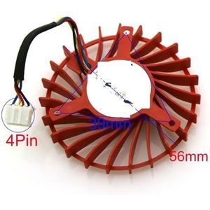 KFB0512HAA01 56mm 12V 0.20A 4 Wire Video Card Cooler Fan For AMD for FirePro W7100 Cooling(Red)