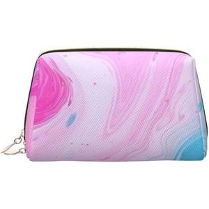 Marmer pastelblauw paars make-up tas voor vrouwen cosmetische tassen lederen reizen make-up tas organisator waterdichte make-up zakje open platte toilettas draagbare opbergtas voor reizen, Goud, Eén