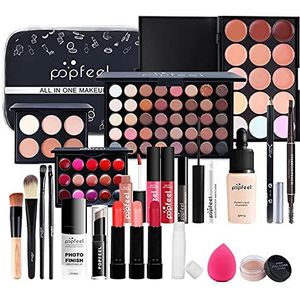 MKNZOME Make-upset, 24-delig, professionele make-upset voor dames, met make-uptas, oogschaduw, lippenstift, cadeauset, verjaardag, Kerstmis