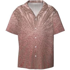 EdWal Rose Goud Roze Print Heren Korte Mouw Button Down Shirts Casual Losse Fit Zomer Strand Shirts Heren Jurk Shirts, Zwart, M