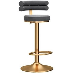 AADDFDD Barkrukken Barstoelen Verstelbare Barkrukken Moderne Fluwelen 360° Draaibare Counter Krukken met Gouden Basis Terug Hoge Armloze Bar Stoelen voor Thuis Keuken Blauw 1 Stks