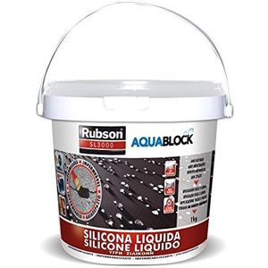 Rubson Aquablock SL3000 Vloeibare siliconen, wit, waterbestendig, ter voorkoming en reparatie van druppels en vocht, elastische siliconen met silicotec-technologie, 1 x 1 kg