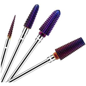 NnYuaUil 1/4 stuks 3/32 inch conische paarse wolfraamcarbide nagelboorbits schachtfrees for manicure