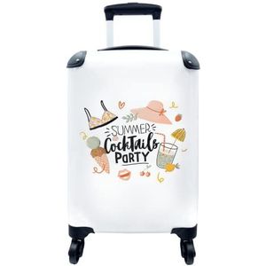 MuchoWow® Koffer - Hoed - Bikini - Cocktail - Past binnen 55x40x20 cm en 55x35x25 cm - Handbagage - Trolley - Fotokoffer - Cabin Size - Print