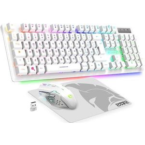 Empire Gaming Armor RF800 Draadloze set met toetsenbord en muis, RGB-toetsenbord en muis, QWERTY-lay-out, 4800 dpi, compatibel met PC, PS4, PS5, Xbox One/Mac-serie