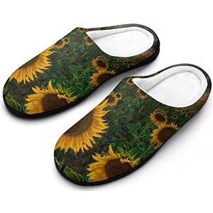 Zonnebloemen Zonsondergang Katoenen Slippers Voor Vrouwen Warme Anti-Slip Rubber Zool Huisschoenen Voor Indoor Hotel 11-12 (42-43)