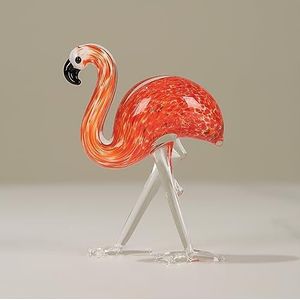 DECRZPB Gekleurd glazuur kunst oranje flamingo glas beeldje handgemaakt geblazen glas presse-papiers cadeau voor verjaardag woondecoratie tafelornament