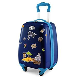 Hauptstadtkoffer - Kinderbagage, kinderkoffer, harde koffer, boordbagage voor kinderen, ABS/PC,, Donkerblauw + piraten sticker, kinderbagage