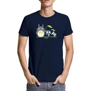 My Neighbor Cat T-shirt voor heren, korte mouwen, model: 128, marineblauw, S