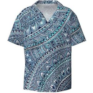 OdDdot Retro Blauw Bloemen Print Mannen Button Down Shirt Korte Mouw Casual Shirt Voor Mannen Zomer Business Casual Jurk Shirt, Zwart, S