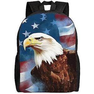 OUSIKA American Eagle Rugzak Casual Reizen Dagrugzakken Lichtgewicht Laptop Tassen Camping Tas Voor Vrouwen Mannen, Zwart, One Size, Reizen Rugzakken