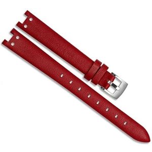 dayeer Echt lederen horlogeband voor Anne Klein Notch AK Girl Eenvoudige elegante riem Kleine wijzerplaat Retro horlogeband (Color : Red-steel, Size : 12mm)
