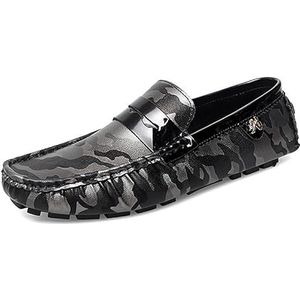 Herenloafers Schoen Kleurrijk Veganistisch Leer Penny Driving Loafers Antislip Lichtgewicht Platte Hak Mode Slip-on(Silver,35 EU)