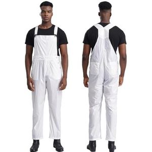 Veiligheidsoveralls, Overalls met schouderbanden, heren, werkkleding, uniformen, waterafstotend, jumpsuit(Ivory,M)
