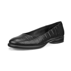 ECCO Women's Sculpted Luxe Ballerina Ballet Flat, Black Reptile Print, 5-5.5