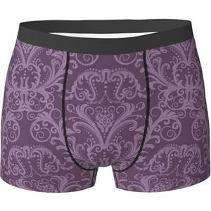 ZJYAGZX Boxershorts voor heren met paarse print - comfortabele ondergoedbroek, ademend vochtafvoerend, Zwart, L
