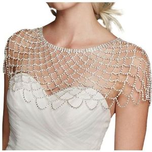 Elegante Rinestone Mesh schouder ketting schouder schouder schouder bruid schouder voor vrouwen, Eén maat