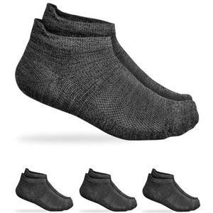 VITSOCKS Merino Wol Sneaker Sokken Dames Dun Zacht Ademend (3 PAAR) Alle Seizoenen, grijs, 35-38