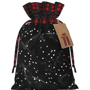 Zwart wit glitter print herbruikbare geschenktas-trekkoord kerstcadeau tas, perfect voor feestelijke seizoenen, kunst & ambachtelijke tas