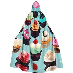 OdDdot Kleurrijke Cupcakes Volwassen Halloween Hooded Cloak- volwassen mantel, Duurzaam en Comfortabel heks adulthalloween kostuum
