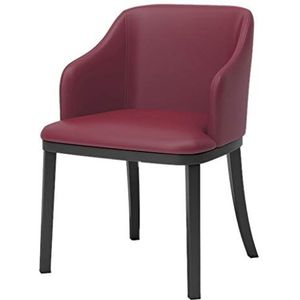 Eetkamerstoelen Eetkamerstoelen Eetkamerstoelen Fauteuil Modern Leer Hoge Rug Gevoerde Zachte Zitting Eetkamerstoelen Zwarte Metalen Poten Lounge Stoel