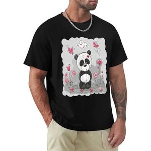 Heren T-shirt Panda korte mouwen T-shirt ronde hals T-shirt voor mannen, Panda1, 3XL