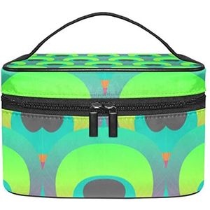 Reizen Make-up Cosmetische Case Opbergtas Mooie Groene Pauw Cosmetische Tas Draagbare Voor Meisjes Vrouwen, Meerkleurig, 22.5x15x13.8cm/8.9x5.9x5.4in