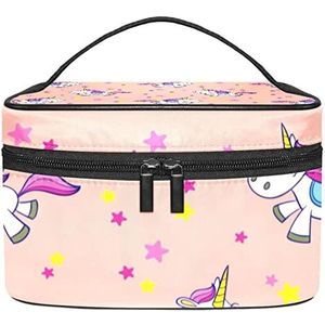 Make-up Organizer Bag, Travel Makeup Bag Organizer Case Draagbare Cosmetische Tas voor Vrouwen en Meisjes Toiletries Roze Eenhoorn, Meerkleurig, 22.5x15x13.8cm/8.9x5.9x5.4in
