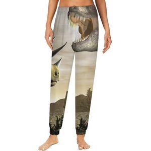 Dinosaurus patroon dames pyjama lounge broek elastische tailleband nachtkleding broek print