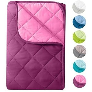 wometo Zomerdekbed van microvezel, omkeerbaar design, 200 x 200 cm, OekoTex, paars en roze, wasbaar op 95 °C, zonder hoes te gebruiken, als sprei te gebruiken
