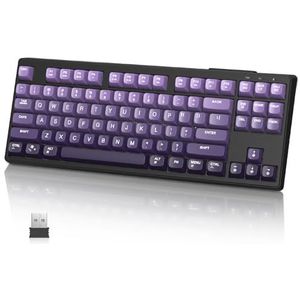 MAMBASNAKE M87 TKL 87 toetsen - Draadloos gamingmembraantoetsenbord met mechanische touch, BT/2,4 GHz, PBT-balvormige toetsen, 4000 mAh, gemengde regenboogkleurige achtergrondverlichting - Paars
