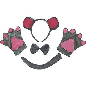 Petitebelle Dierenhoofdband Bowtie Tail Handschoenen Unisex 4 st Kinderen Kostuum 1-5y (Raccoon)