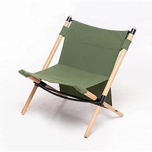 GEIRONV Afneembare achtergrondstoel, draagbare stevige duurzame patio lounge stoel reizen camping massief hout vouwen strand geslingerd stoel Fauteuils (Color : Green)